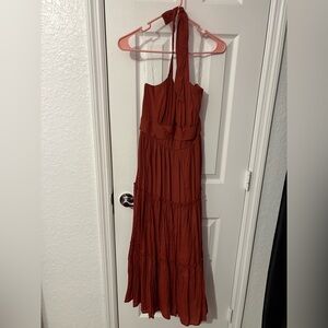 Trixxi Halter Maxi Dress in Brown